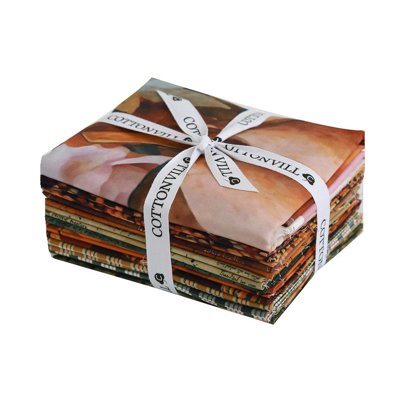 COTTONVILL EMANON Collection 20COUNT Cotton Print Fabric (Quarter 12pcs+1full Panel, Pumpkins Harvest FAL) - Image 1